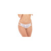 Shorty blanc ouvert en résille et dentelle 